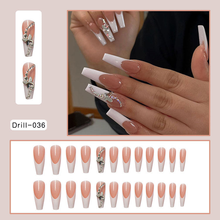 Crystal Butterfly French Press On Nails