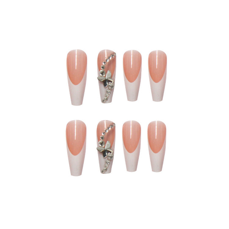 Crystal Butterfly French Press On Nails