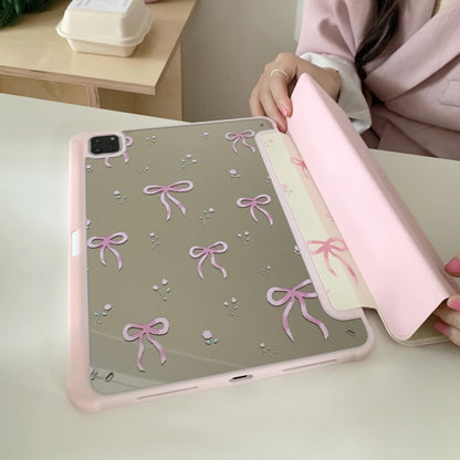 Pink Bow Case for iPad 10.2 10.9 Pro 11 9.7 10.2 8 9th Air3 pro10.5 iPad Air 5th 4th 10th Generation with Pencil Slot Stand Case