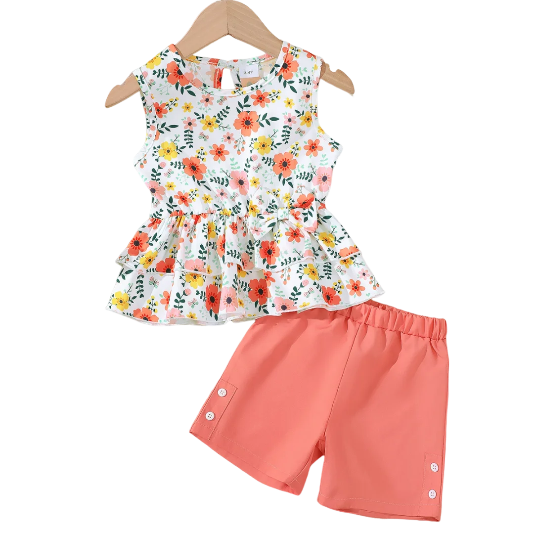 2PCS Little Girl Floral Set