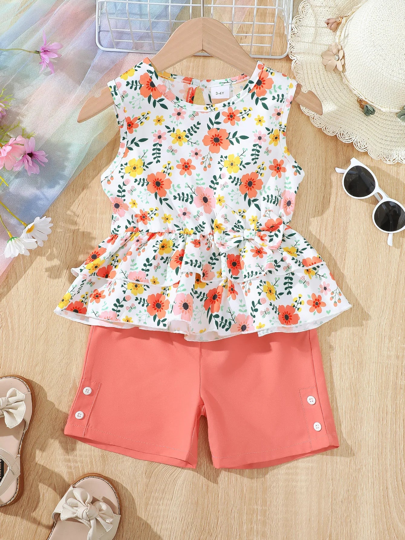 2PCS Little Girl Floral Set