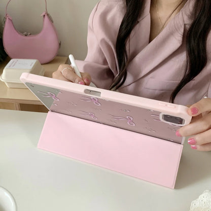 Pink Bow Case for iPad 10.2 10.9 Pro 11 9.7 10.2 8 9th Air3 pro10.5 iPad Air 5th 4th 10th Generation with Pencil Slot Stand Case